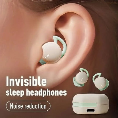 Sleep Earphones Bluetooth Sports Headphone, Wireless Music Sleeping Headphones Noise-Canceling Earbuds Mini Earphones Bluetooth 5.3 Hidden Headphones for Side Sleepers/Work,Light Green