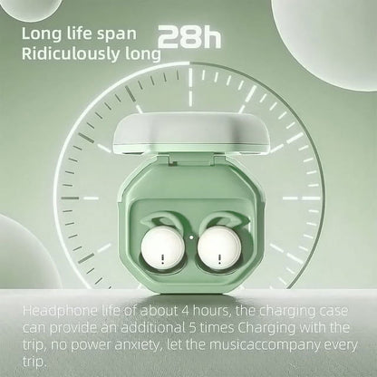 Sleep Earphones Bluetooth Sports Headphone, Wireless Music Sleeping Headphones Noise-Canceling Earbuds Mini Earphones Bluetooth 5.3 Hidden Headphones for Side Sleepers/Work,Light Green
